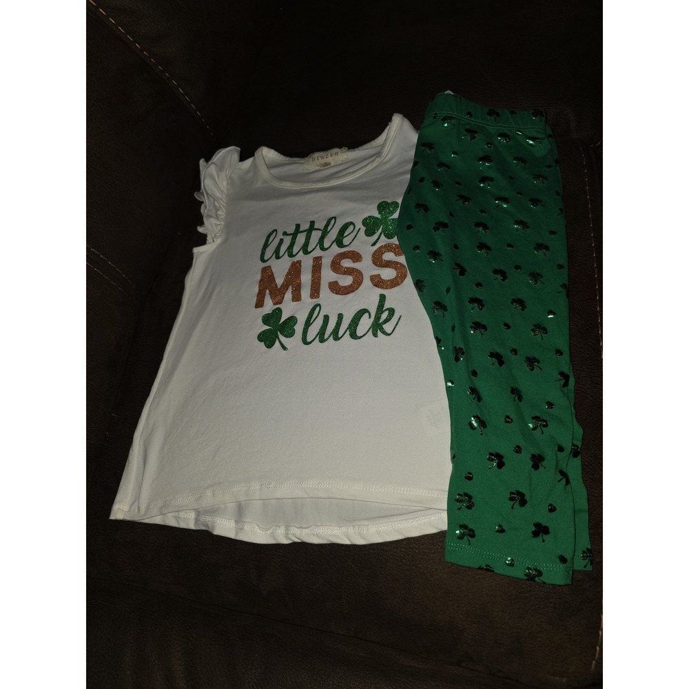 Btween st‎ Patrick's day little miss luck top and capris size 6x